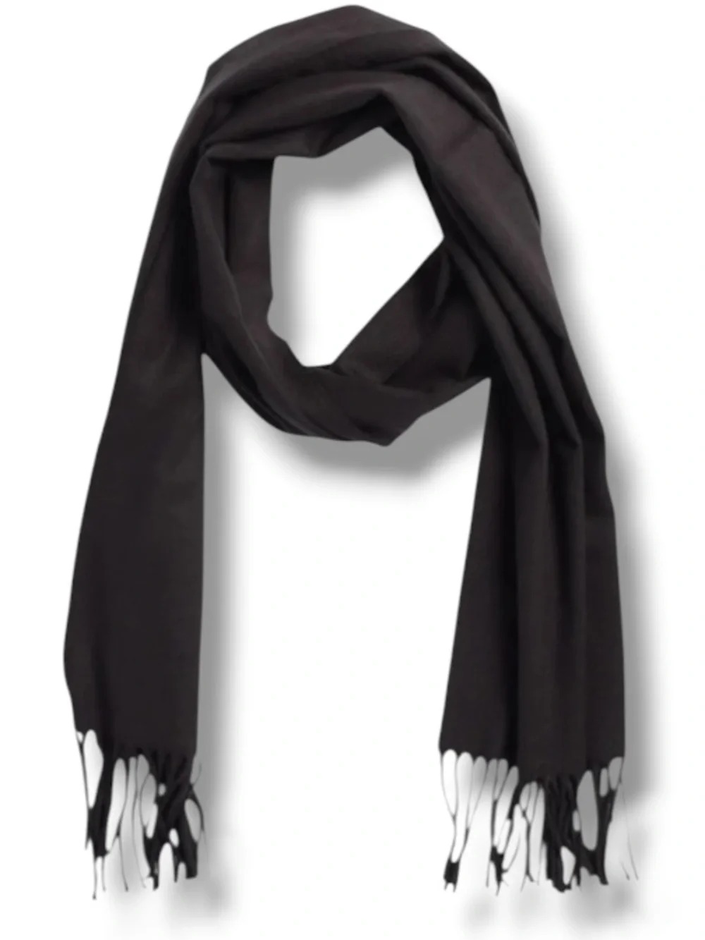 Stewart of Scotland Men’s Black Scarf Fancy Acrylic & Fringe Trim